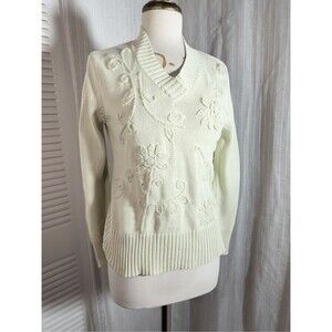 JonesWear Sport Sweater Size 18W 90's Women’s  Vintage Cream Embellished Gem